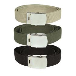 Ceinture US en Toile Coton Boucle Chromée Beige