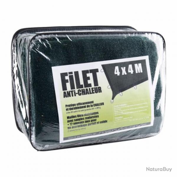Filet Anti Chaleur 4m x 4m Kaki / Renforc / 95% Ombrage