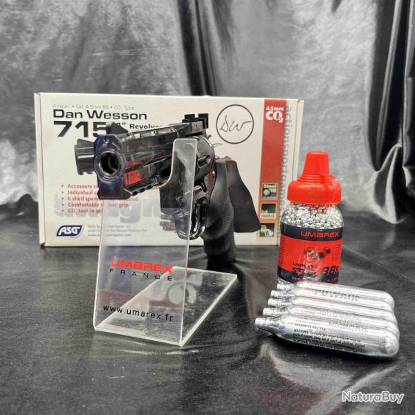 Pack prt  tirer REVOLVER "GNB DAN WESSON DW715 4'' - STEEL GREY - Cal 4.5 - CO2