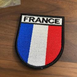 Écusson France Patch drapeau Velcro Contour Noir