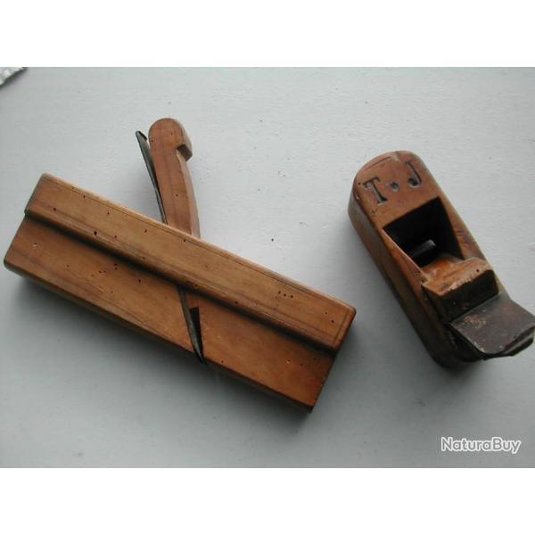 Lot 2 Rabots Anciens Tonnelier &  Moulure Outils du Dbut XXme Objets de Collection Rare