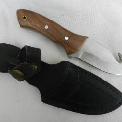 couteau poignard de chasse à dépecer manche bois palissandre longueur 17 cm