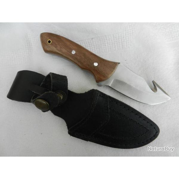 couteau poignard de chasse  dpecer manche bois palissandre longueur 17 cm