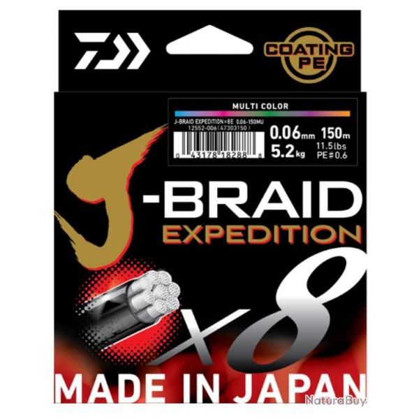 Tresse Daiwa J-Braid Exp X8 Multicolore 500m Multicolore 31kg 0,32mm 500m