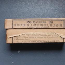 Rare boite Frankford Arsenal de cartouches militaires US en 38 LC (pour Colt 1895 militaire)