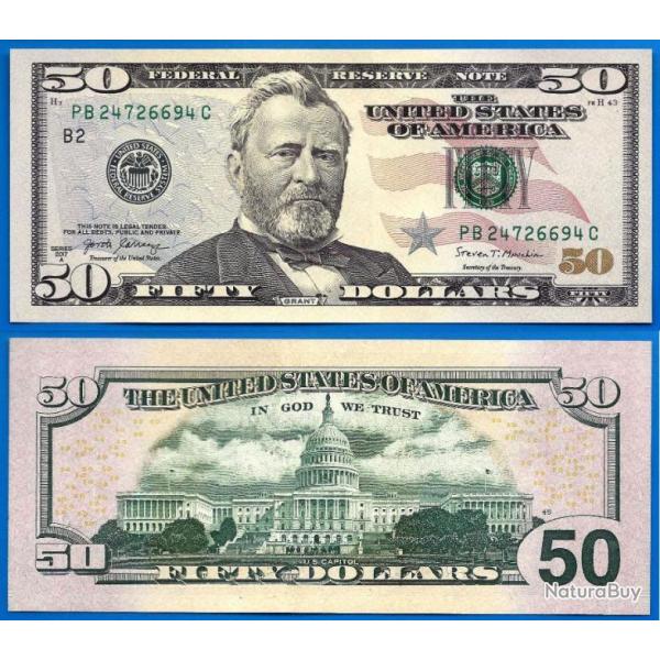 Usa 50 Dollars 2017 A Mint New York B2 NEUF Billet Etats Unis Dollar Grant
