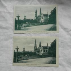 lot de deux anciennes cartes postales Obernai Eglise St. Pierre et St. Paul et Kapelturm - Alsace 67