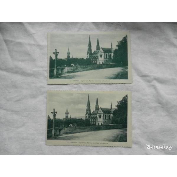 lot de deux anciennes cartes postales Obernai Eglise St. Pierre et St. Paul et Kapelturm - Alsace 67
