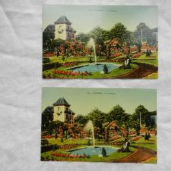 lot de deux anciennes cartes postales  La Roseraie - Saverne - Alsace 67