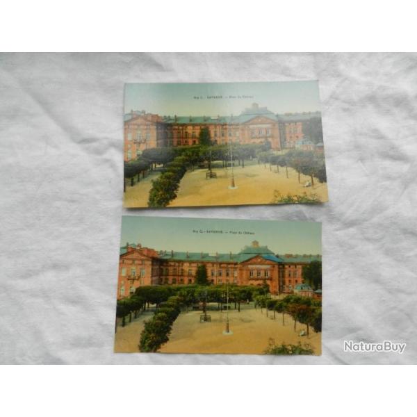 lot de deux anciennes cartes postales  Saverne place du Chteau - Alsace 67