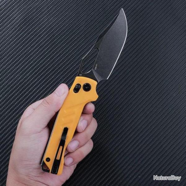 Couteau SRM Knives 283X Ambi Lock Yellow Lame Acier D2 Manche G10 Clip SRM238XGY