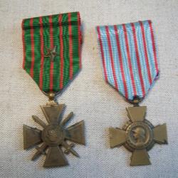 MEDAILLE   médaille 1GM croix de guerre et  croix du combattant