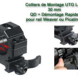Colliers UTG Low QD pour lunette - 30 mm pour rail Weaver (21 mm)
