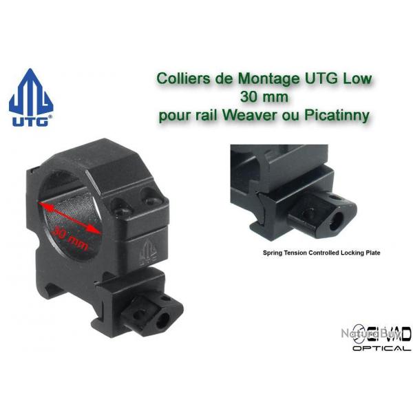 Colliers UTG Low pour lunette - 30 mm pour rail Weaver (21 mm)