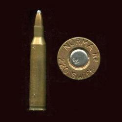 .220 Swift - marquage = NORMA Re .220 Swift - balle cuivre pointe plomb - étui laiton 55.7 mm