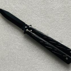 Couteau de poche Léopard métal noir ( papillon )