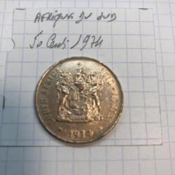 AFRIQUE DU SUD - 50 cents 1974
