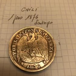 CHILI - 1 peso - 1876 Santiago
