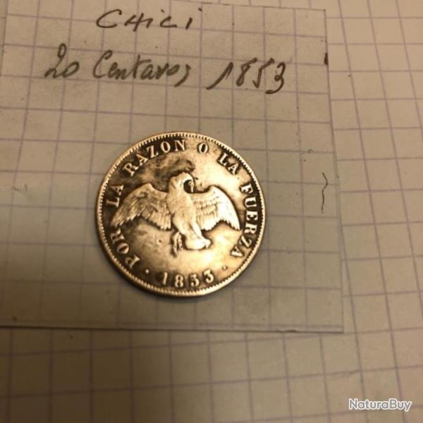 CHILI - 20 centavos - 1853