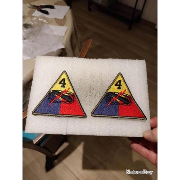 Lot de 2 patchs armee us 4th ARMORED DIVISION