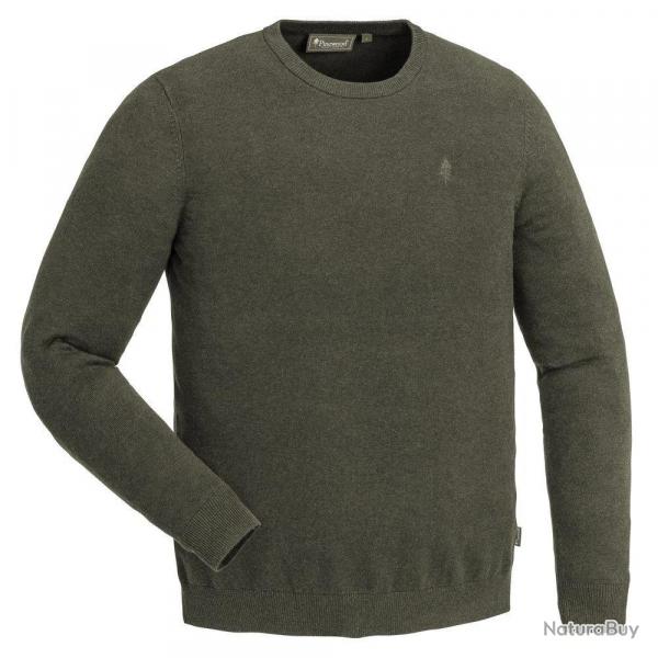 Pull Col Rond Coton Kaki Vrnamo Pinewood