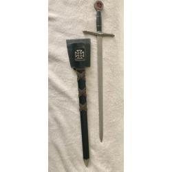 épée de parade avec son fourreau + un porte épée cuir, pour ceinture, lame de 43cm, en très bon état