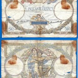 France 50 Francs 1929 Rare Billet Luc Olivier Merson