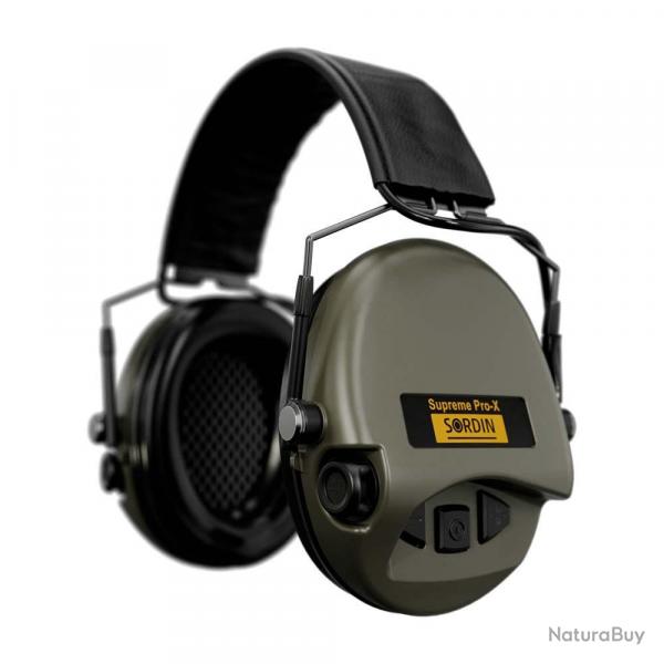 Casque anti-bruit Suprme Pro-X SLIM vert olive serre-tte cuir noir