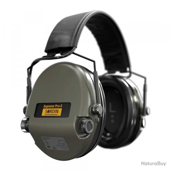 Casque anti-bruit Suprme Pro-X SFA vert olive serre-tte cuir noir