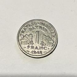 Monnaies, État français, 1 Franc Bazor, 1942, Poids faible, rare