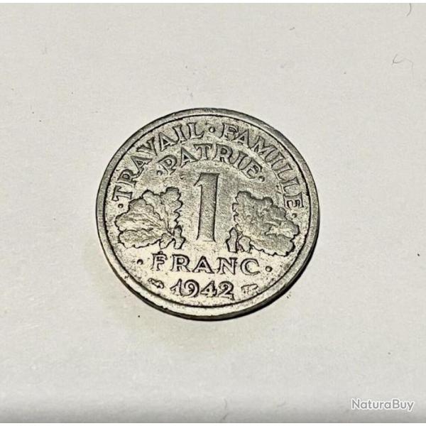 Monnaies, tat franais, 1 Franc Bazor, 1942, Poids faible, rare