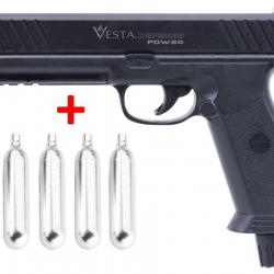 PROMO Pistolet DEFENSE PDW 50 CAL 0.50 CO2 VESTA + 5 Co2