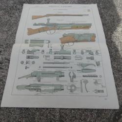 Authentique Planche Détaillée Coupe Fusil Francais Kropatschek Artillerie Marine