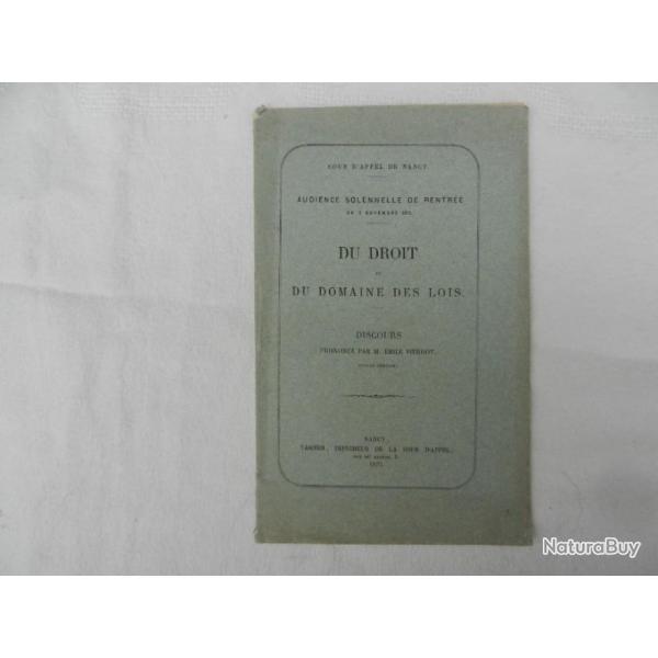 audiance du droit et domaine des lois - cour d'appel de Nancy - rentre 1875