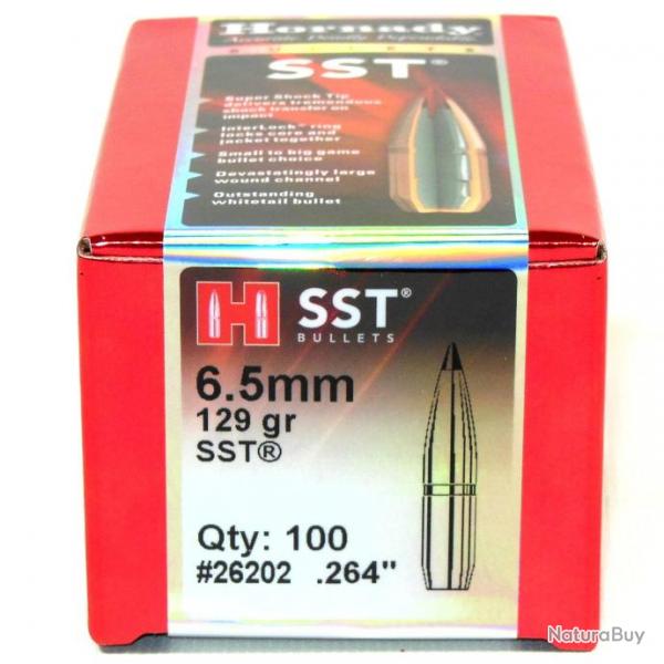 Ogives HORNADY 6,5mm .264 - 129grs SST - 26202 - Boite de 100 units