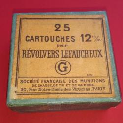 Boite SFM complète 25 cartouches 12MM Broche N°8006 pour Revolvers Lefaucheux