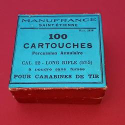Boite complète Manufrance 100 Cartouches 22 LR -  Modèle 2036 -