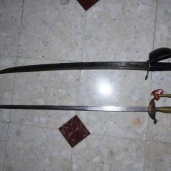 Lot 1 sabre de bord Mle 1833   , une épée d'officier Espagnol (Mle non identifié).