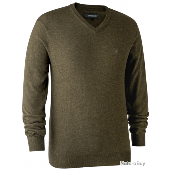 Pull en tricot col V Kingston kaki DEERHUNTER