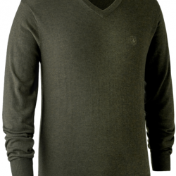 Pull en tricot col V Kingston vert DEERHUNTER