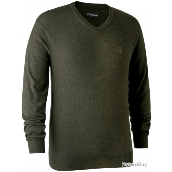 Pull en tricot col V Kingston vert DEERHUNTER-L