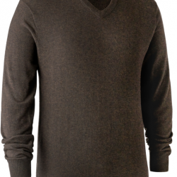 Pull en tricot col V Kingston marron DEERHUNTER