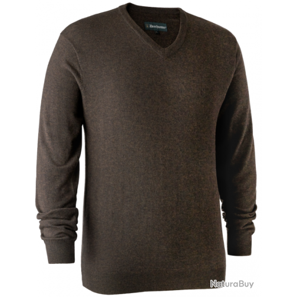 Pull en tricot col V Kingston marron DEERHUNTER