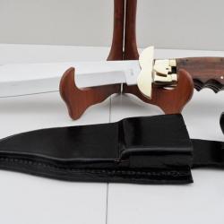 Dague Couteau De Chasse à La D'Estaing Collection Laiton Palissandre + Etui Cuir