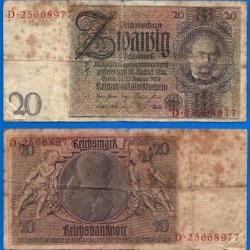 Allemagne 20 Reichsmark 1924 Marks Billet Reichsbanknote
