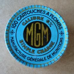 BOITE 100 CARTOUCHES MGM 6MM SIMPLE CHARGE JAMAIS OUVERTE