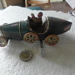 vintage reproduction de voiture de course jouet en tole avec cle