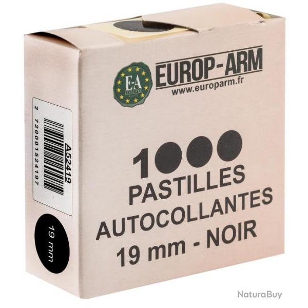 Pastilles Autocollantes Europ-Arm Noires - Diam. 15 ou 19mm - 19 mm