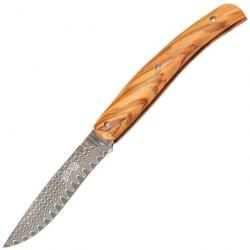 Couteau de poche Damas 53022 (Modèle: Bois d'olivier)