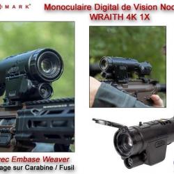 Monoculaire Sightmark de Vision Nocturne WRAITH 4K - Montage pour Carabine